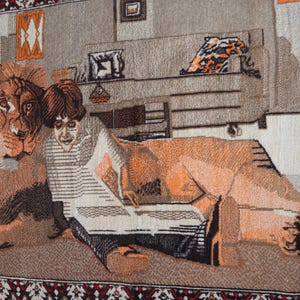 Lion Area Rug 3&#39;3x5&#39;0 ft Handmade Pictorial Rug- Afghan Vintage Modern Animal Rug- Kids Rug- Tribal Rug- Antique Lion Art Deco - Bedroom Rug