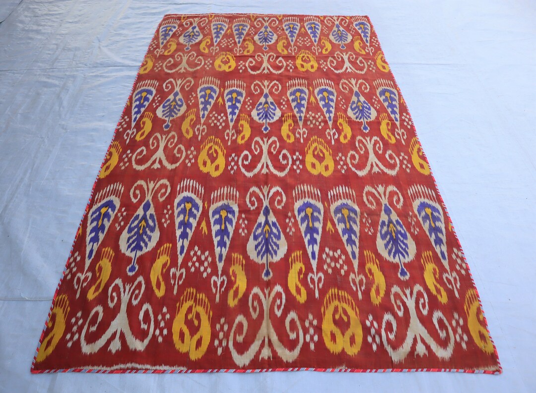 Buy 4'2x6'10 Ft, Antique Ikat Silk Suzani Textile, Uzbek Suzani Fabric