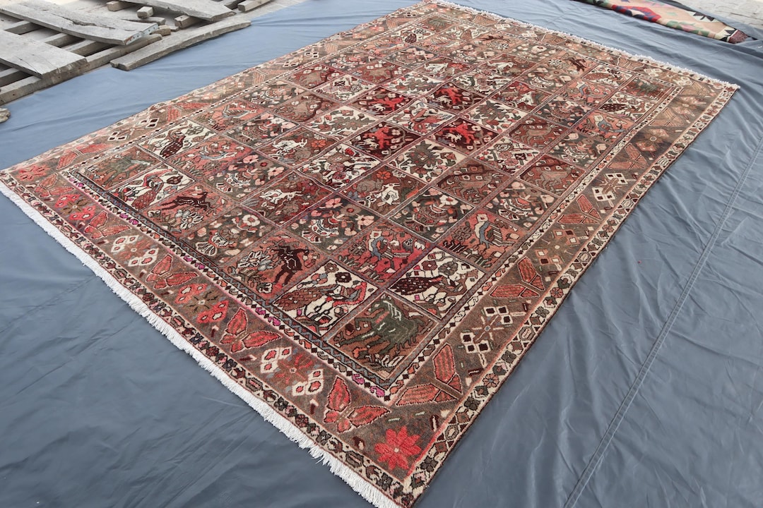 Antique Horse Rabbit Patterned Pictorial Rug 7x10 Afghan Hand Knotted ...