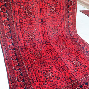 4.9x7.5 Ft Afghan A rea Rug- Fine Quality Turkmen Bokhara Wool Rug- Brand New Authentic Khamyab Rug- High Pile Soft Wool Rug-Living Room Rug