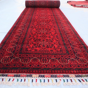 3x17 Ft Afghan Oriental Bokhara Runner Rug- Soft Pile Turkman Hand Knotted Rug- 20 Ft Long Handmade Runner Rug- Kitchen Stairs Rug 500x80 cm