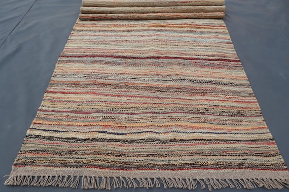 アフガンキリム　ランナー ストライプ柄ヴィンテージキリムランナーラグ：手織りアフガンウール