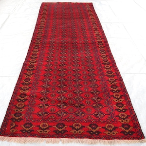 9.8x3.4 Ft Vintage Turkmen Ersari Runner Rug, Afghan Handmade Waziri Rug, Turkoman Tribal Hallway Rug, Rug For Hallway-Home Décor Runner Rug
