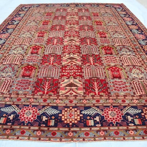 9&#39;6x12&#39;10 ft Authentic Oversize Area Rug/ Red Beige Afghan Handmade Rug/ One of a kind Rug/ Home decor/ 10x13 Area Rug/ Rugs For Living Room
