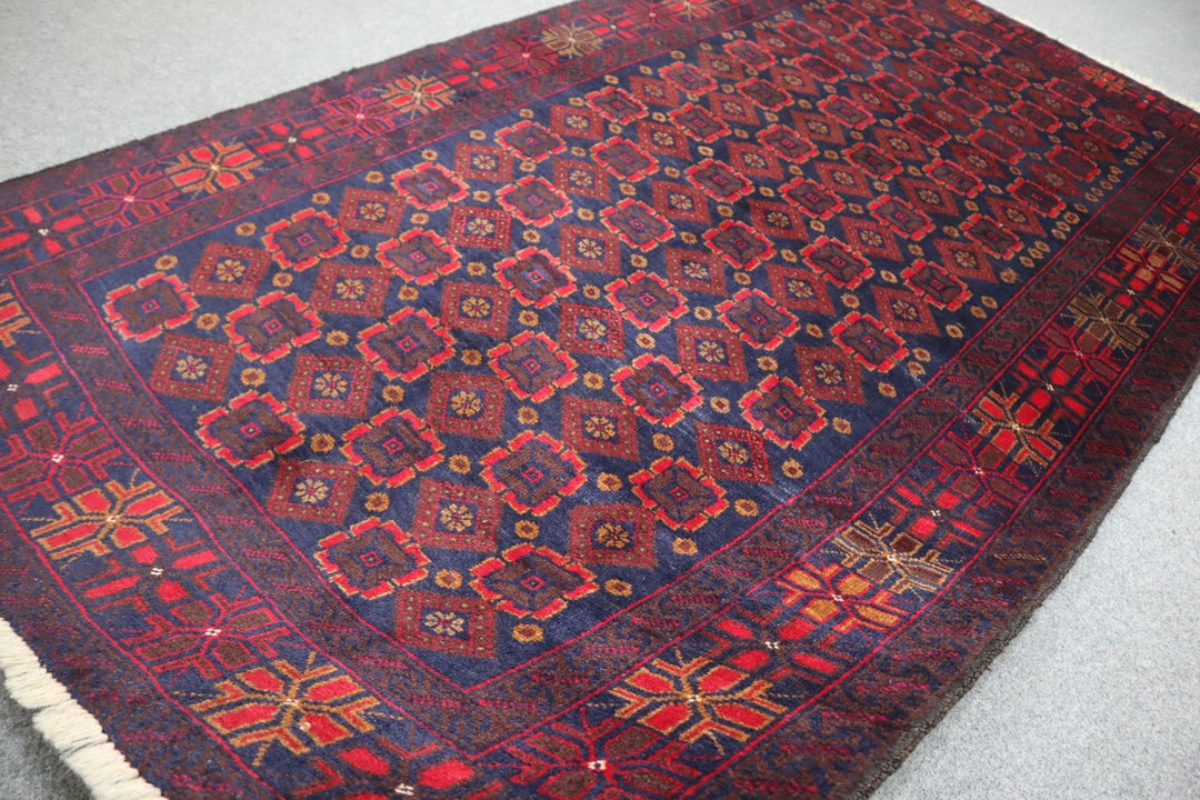 3'6x6'4 Ft, Afghan Vintage Area Rug, Hand Knotted Soft Wool Area Rug ...