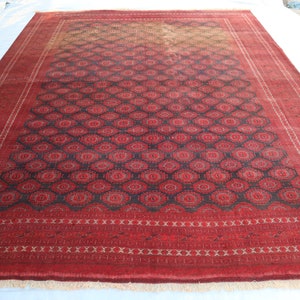 10x13 Vintage Turkman Sarouqe Rug- Faded Vintage Bokhara Rug- Large Oriental Area rugs- Fine Handmade Bedroom Living room Rug