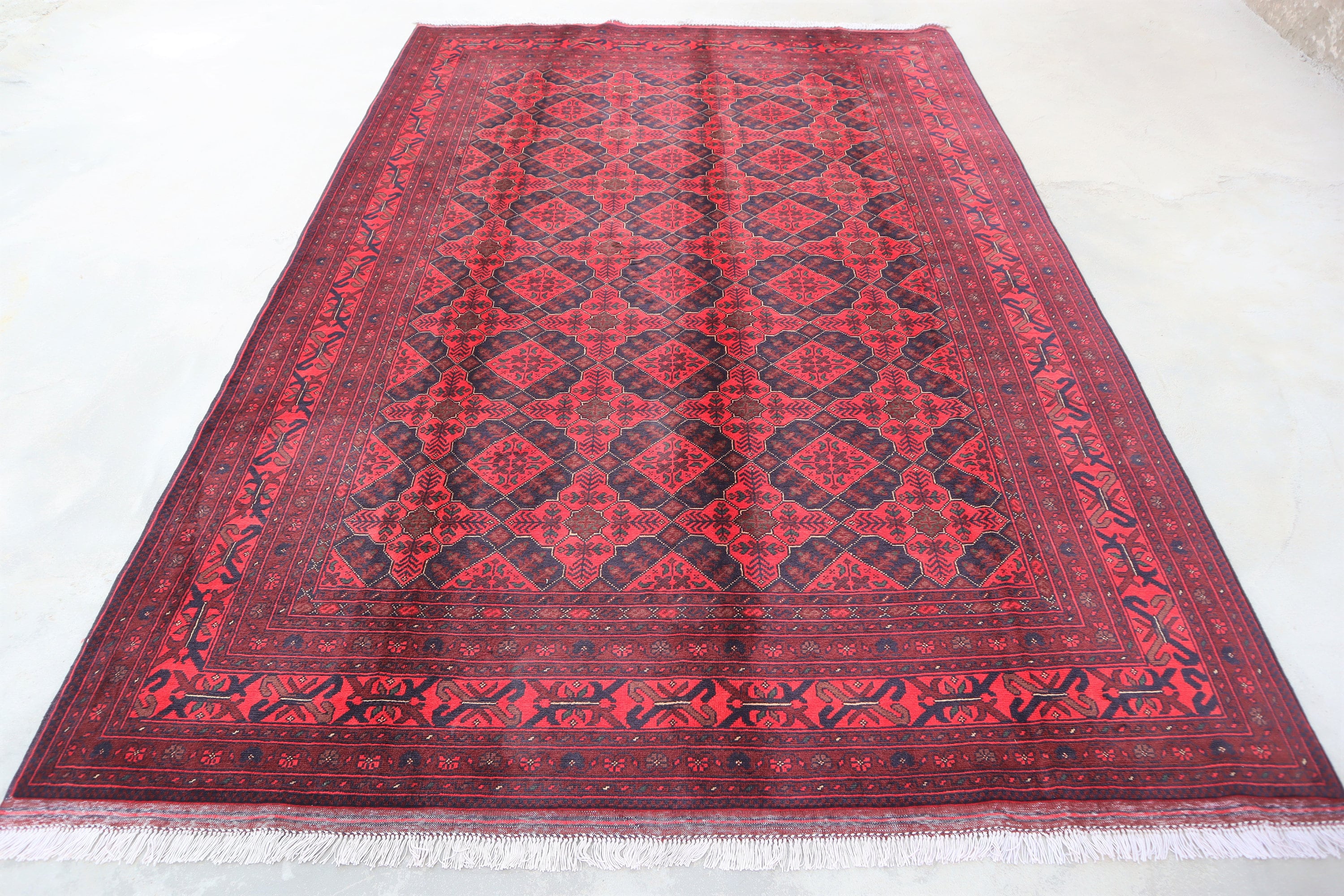 6.9x10.2 Ft Bukhara Oriental Rug- Fine Quality Turkmen Vintage Rug-Bokhara Hand Knotted Wool Rug- 10x7 Ft Rug For Office Bedroom Living Room