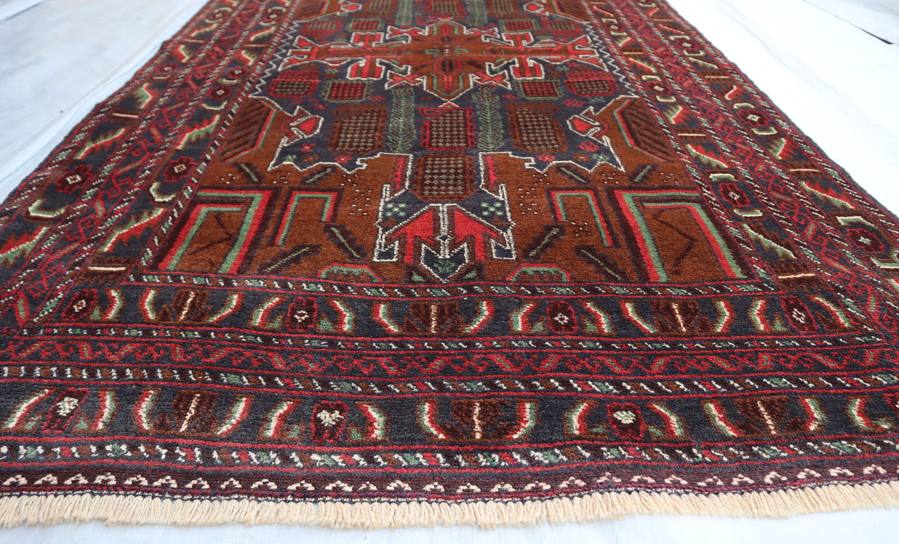 4x6 Gray Afghan Baloch Rug- Fine Handmade Vintage Area Rug