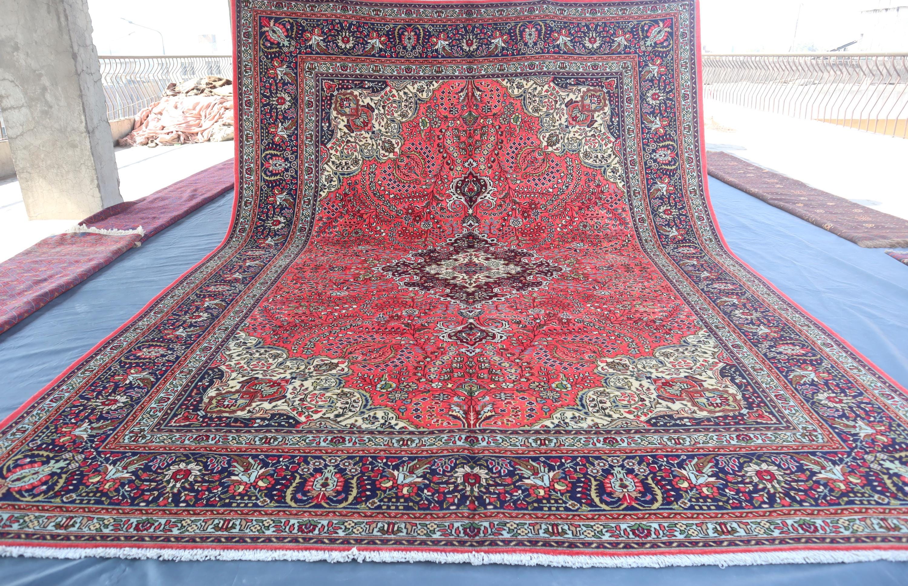 9x12 ソフトレッド ビジャールエリアラグ、8'2x11'6 フィートの大型