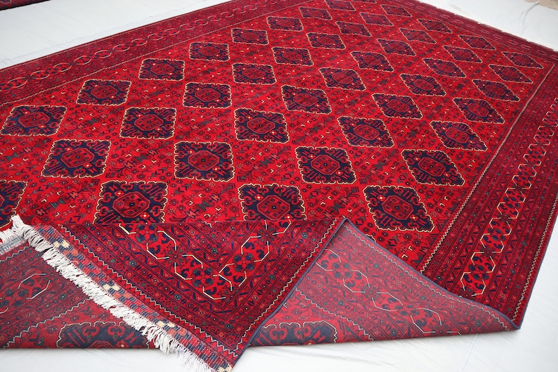 Extra Large 10x17 Area Rug' Oversize Afghan Handmade Wool Rug' Bokhara