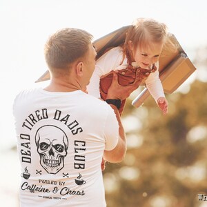 Dead Tired Dads Club Custom Tshirt, New Dad Shirt, Funny Dad Shirt, Caffeine Addict, Fathers Day Gift, Gift For Dad, Personalized Dad Tee White
