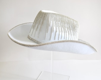 Rhinestone Cowgirl Hat, Custom Full SIlver Rhinestone Cowgirl Hat, Silver Rhinestone, Rhinestone Cowgirl, Nashville Bachelorette,