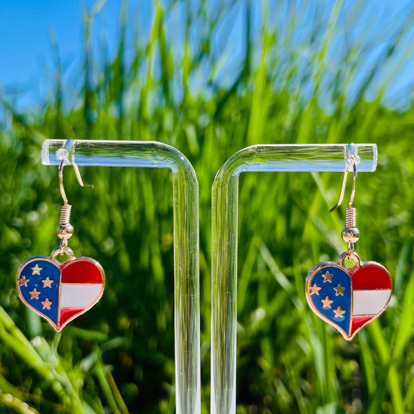 Patriotic Heart Earrings