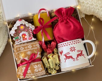 Elegant holiday gift basket, Christmas gift for women, Thinking of you gift box with blanket, Just because gift idea, Best gift set for her