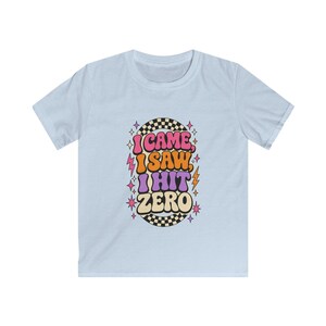 Youth Cheer T-Shirt, Retro I Came I Saw I Hit Zero image 4
