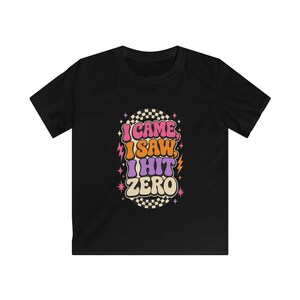 Youth Cheer T-Shirt, Retro I Came I Saw I Hit Zero image 2
