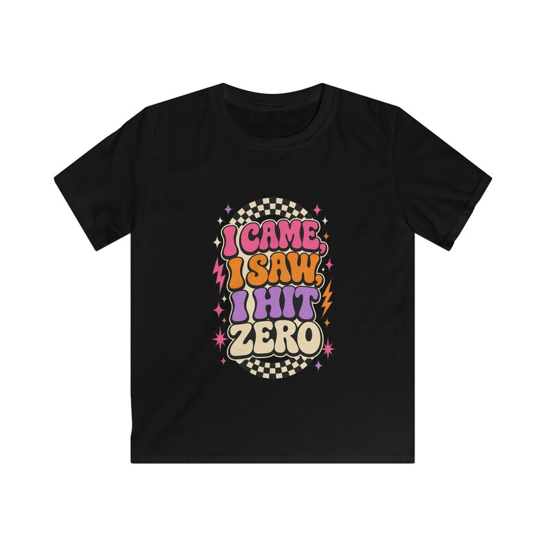 Youth Cheer T-Shirt, Retro I Came I Saw I Hit Zero image 2