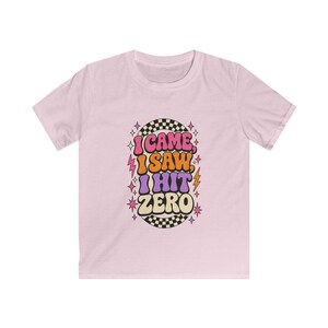 Youth Cheer T-Shirt, Retro I Came I Saw I Hit Zero image 7
