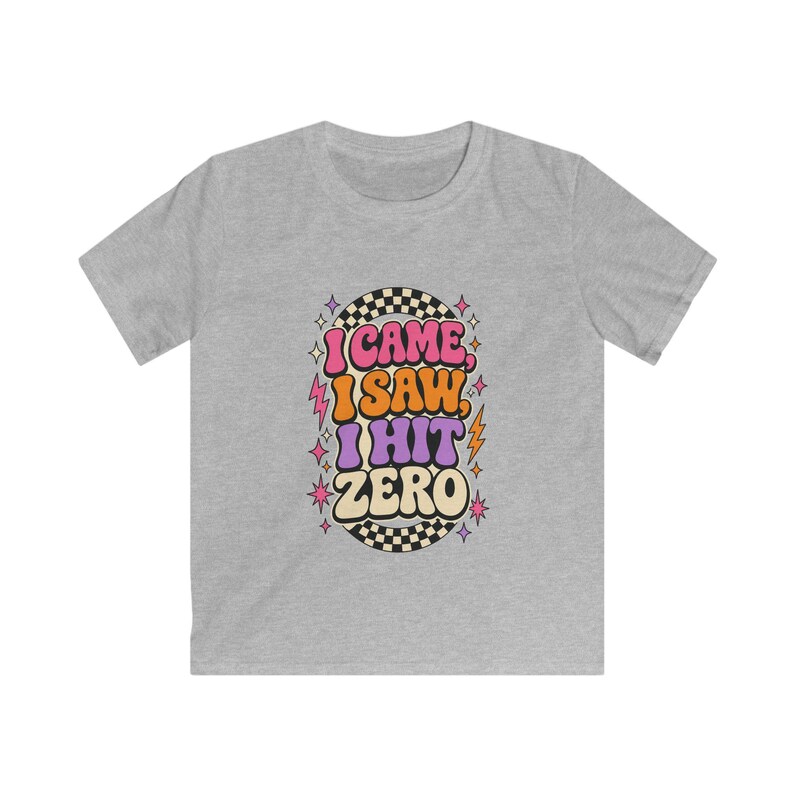 Youth Cheer T-Shirt, Retro I Came I Saw I Hit Zero image 3