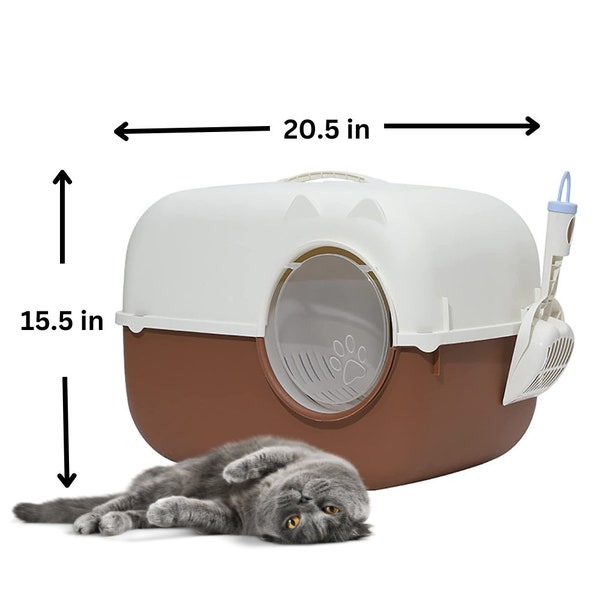 Modern Fully Enclosed Large Cat Toilet Kitten Long Channel Litter Box Sand Leakage Corridor Type Cats Litter Basin Tray Scoop Easy to Clean