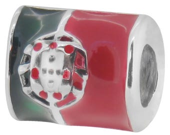 Dije de la bandera de Portugal, plata de ley auténtica, Zable, Chamilia, cuentas europeas, compatible con pulseras Pandora