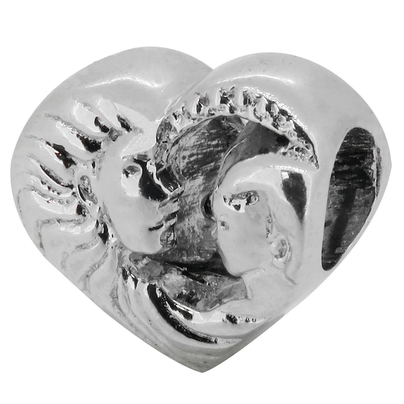 Mother Child Charm Bead, Real Sterling Silver Compatible, Zable