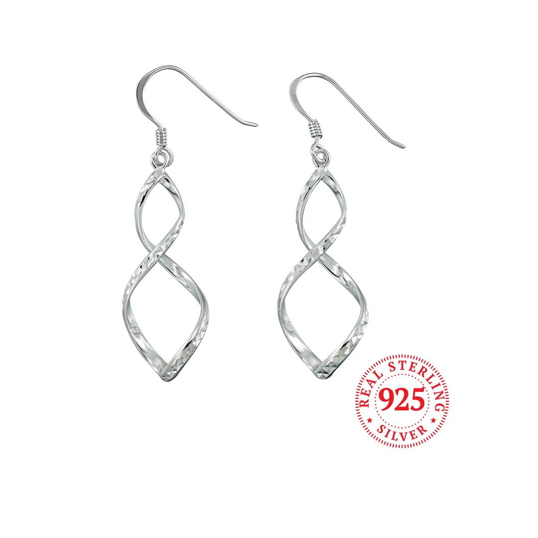Sterling Silber Twist Ohrringe, Echtes Italienisches 925 Silber mit