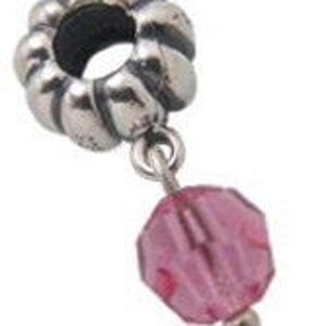 October Crystal Dangle Charm Bead, Real Sterling Silver, Zable, Chamilia, European Beads, Fits Pandora Bracelets