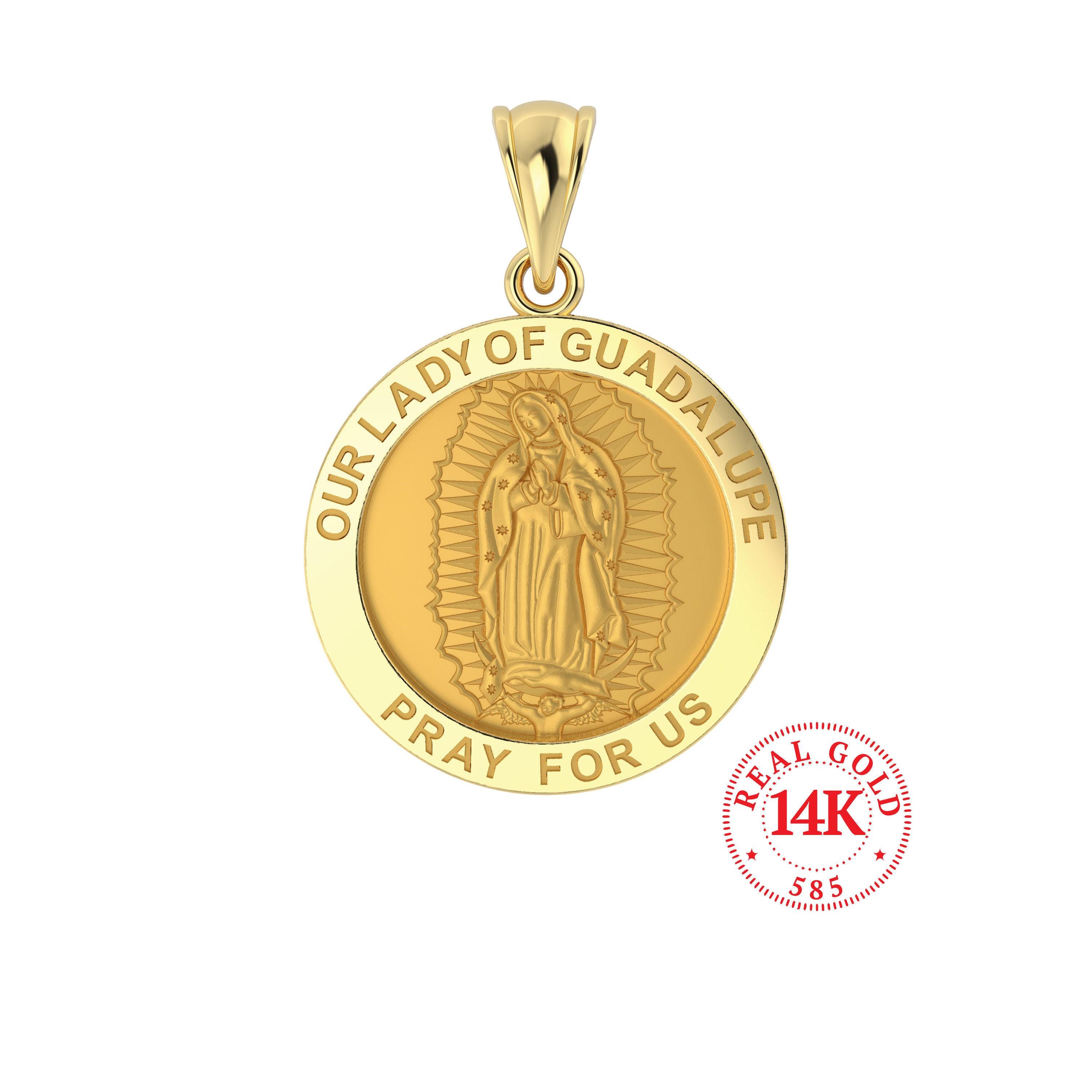 14K Solid Gold Our Lady of Guadalupe Medal, "our Lady of Guadalupe Pray ...