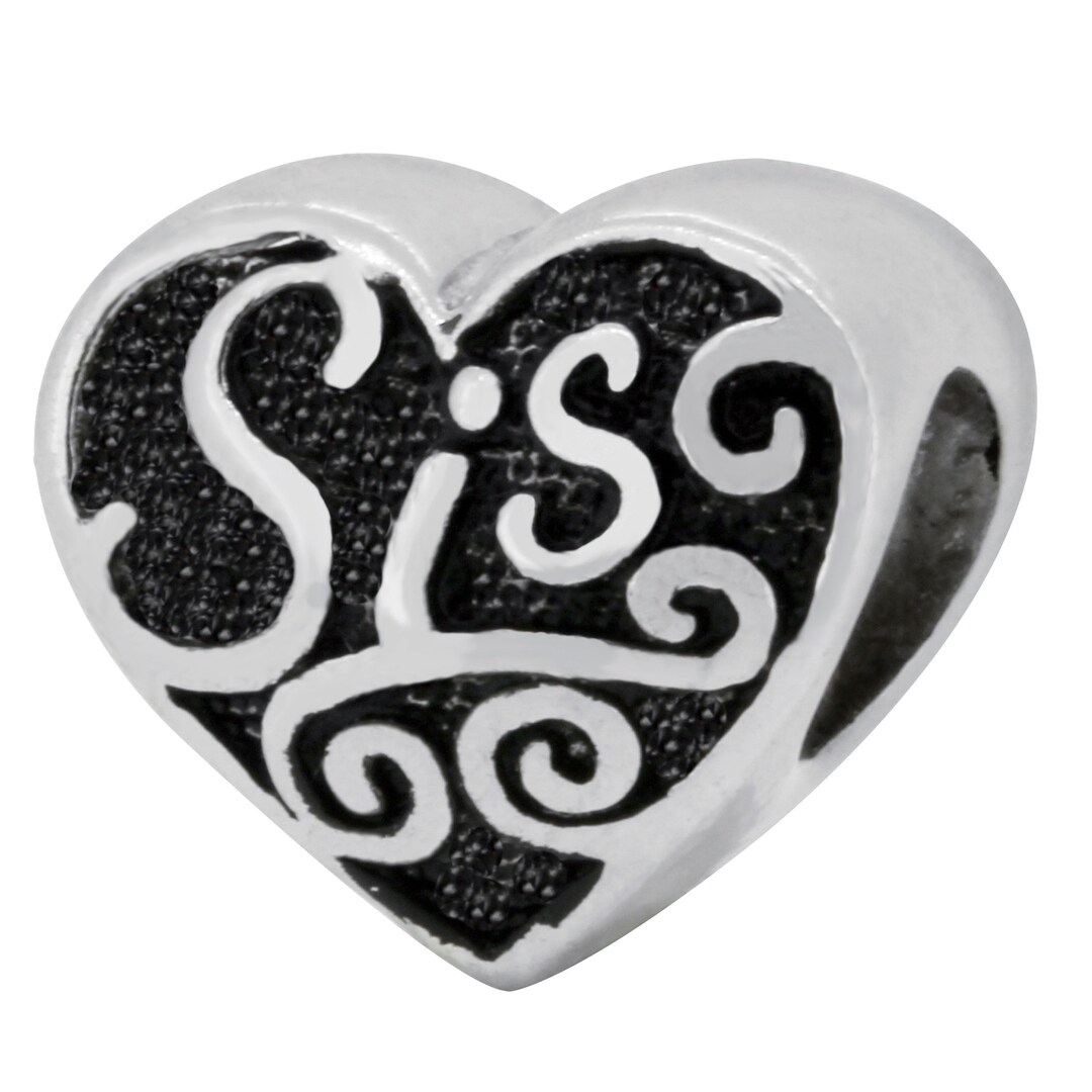 Sis Heart Shape Charm Bead, Real Sterling Silver, Pandora, Zable