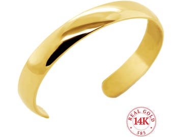 14K Solid Gold Toe Ring, High Polished, Adjustable, Minimalist, Made in USA, 3mm band