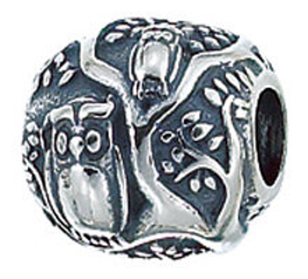 Owls in Tree Charm Bead, Real Sterling Silver, Pandora, Zable, Chamilia