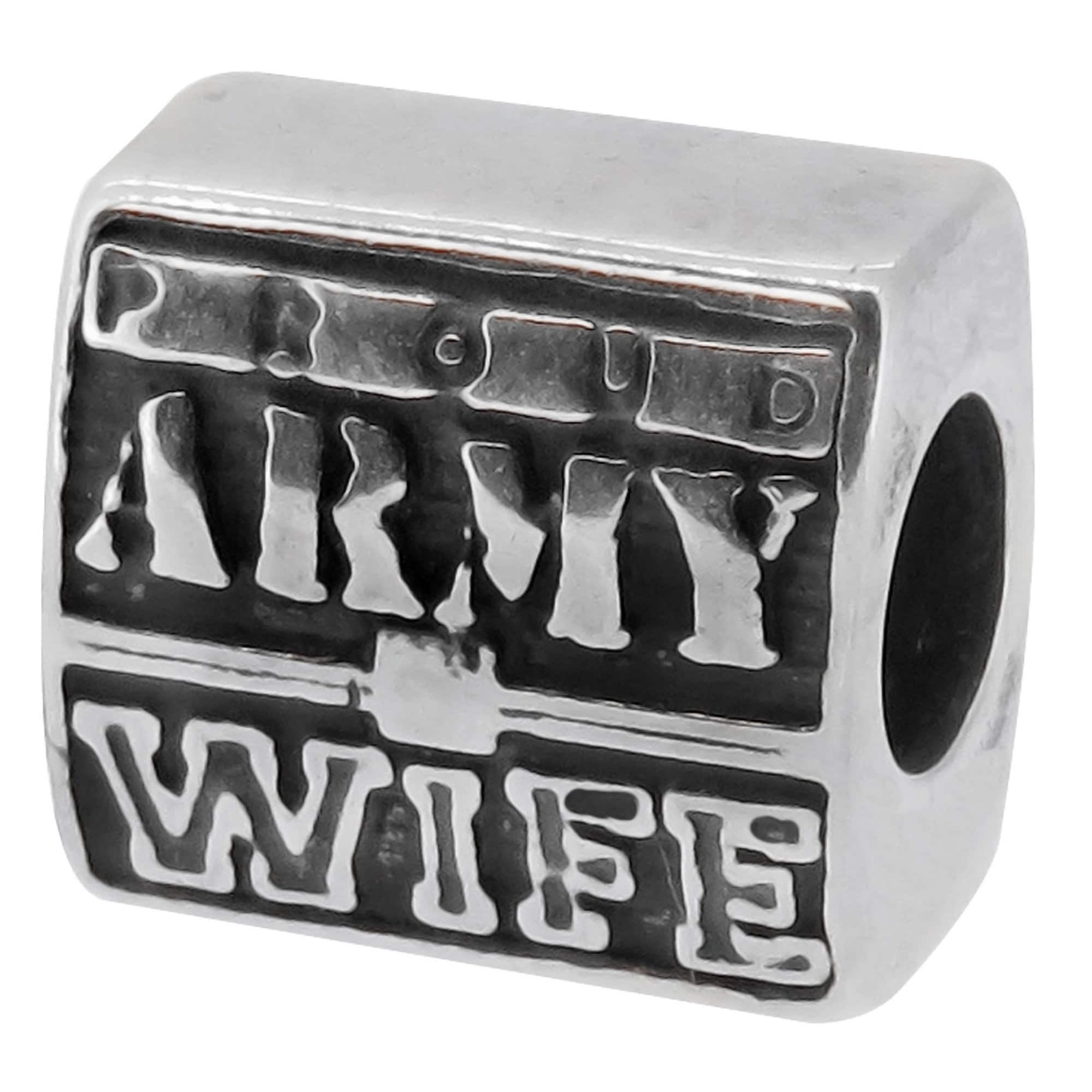 Army Wife Charm Bead, Real Sterling Silver, Zable, Chamilia, European  Beads, Fits Pandora Bracelets