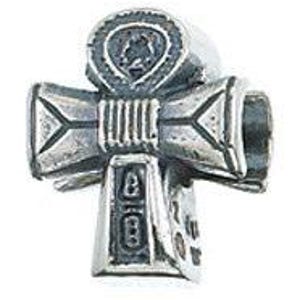May include: Silver Ankh charm with intricate details and a textured surface. The charm features a cross with a loop at the top and an inscription on the front.