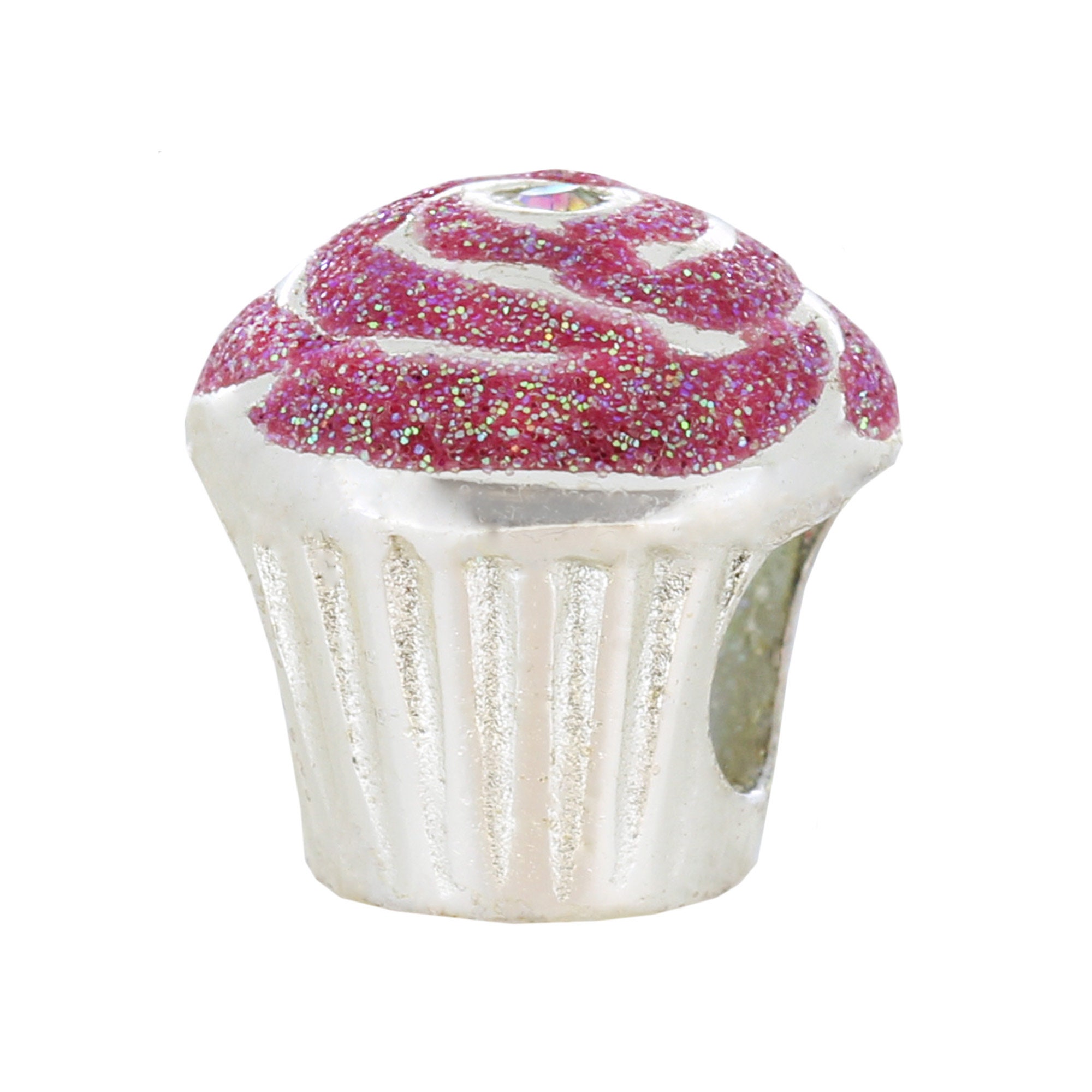 European Cupcake Charm Bead Spacer – For Snake Chain Bracelets, Fits Pandora, Chamilia & More