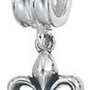 Fleur-de-Lis hangbedel, echt sterlingzilver, zabel, chamilia, Europese kralen, past op Pandora-armbanden