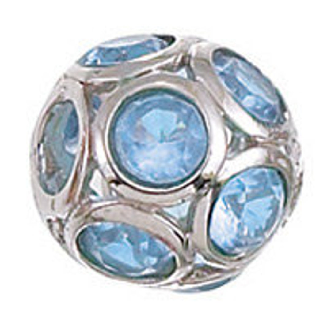 Crystal Sphere March Charm Bead, Real Sterling Silver, Pandora, Zable