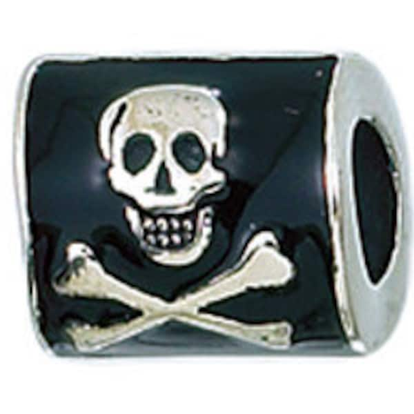 Perle en émail drapeau pirate, argent sterling véritable, Pandora, zable, chamilia, perles et breloques européennes, pour bracelets Pandora