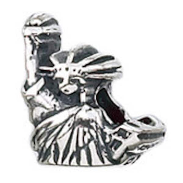 Statue of Liberty Bead Charm, Real Sterling Silver, Pandora, Zable, Chamilia, European Beads and Charms, Fits Pandora Bracelets