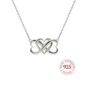 Infinity Necklace, 3 Hearts, Adjustable 16&quot;/18&quot; Chain, High Polished, Real Sterling Silver, Ships Free