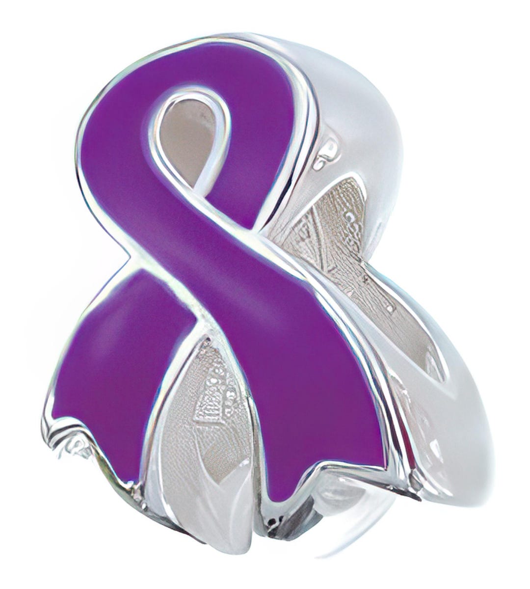 Purple Awareness Ribbon Charm Bead, Real Sterling Silver, Zable ...