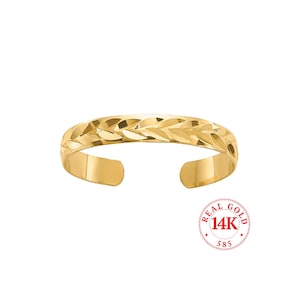 Bague d'orteil en or massif 14 carats, taille diamant • 100 % or véritable • Ajustable, taille unique • Fabriqué aux États-Unis • Bracelet de 3 mm