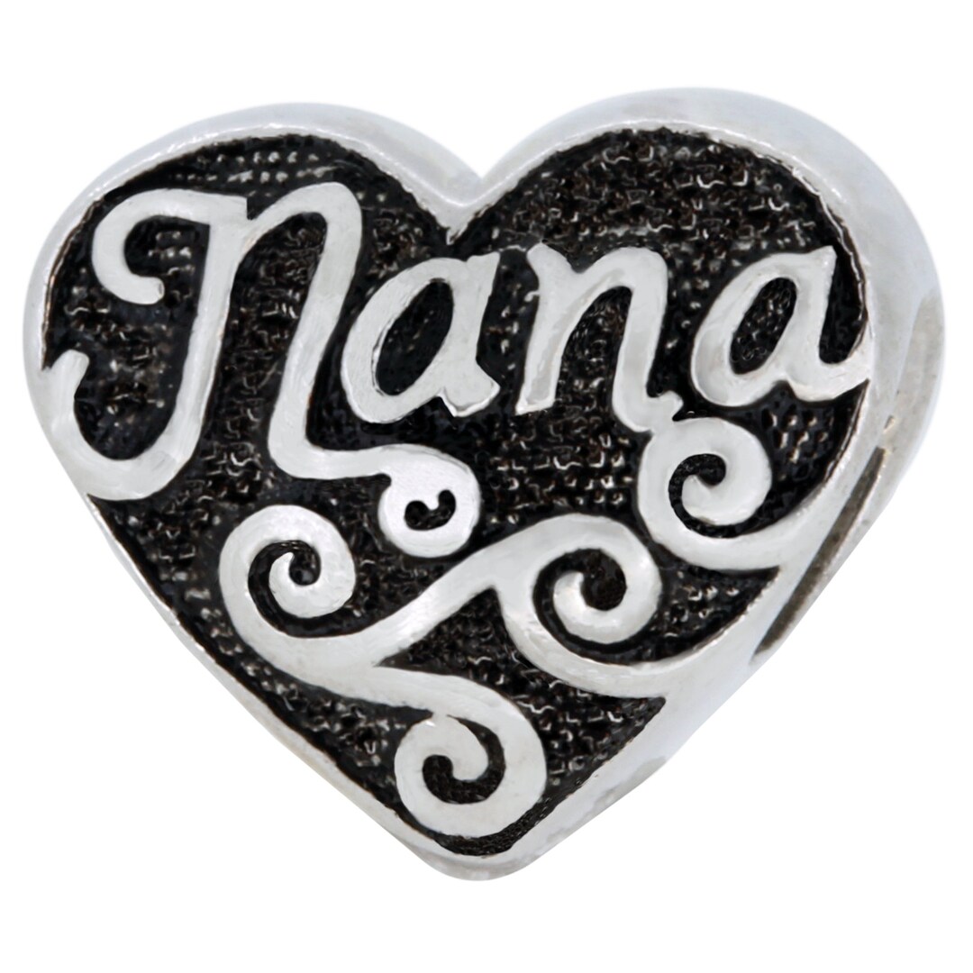 Nana Heart Charm Bead, Real Sterling Silver, Pandora, Zable, Chamilia