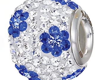 Authentic Pandora Blue Flower Charm – Sterling Silver Bead, Fits