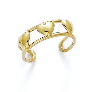 14K Gold 3 Hearts Toe Ring