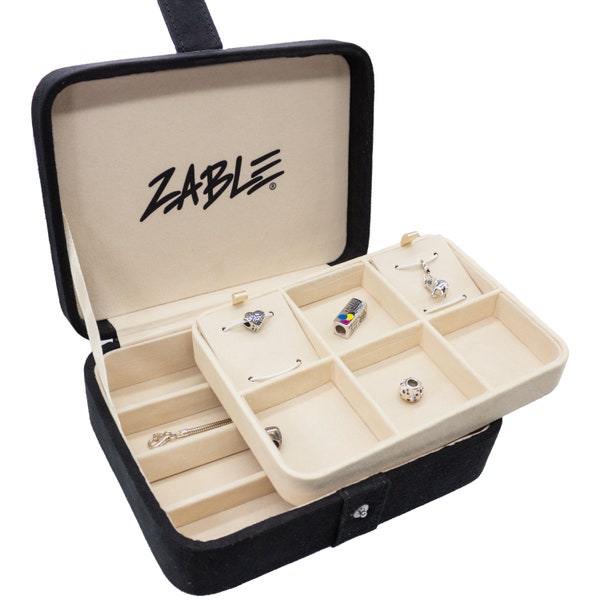Pandora Compatible Jewelry Box, Bracelet/Bead/Charm Organizer, Zable, Troll, Chamilia & European Beads, 2 Trays, Secure Snap Closure