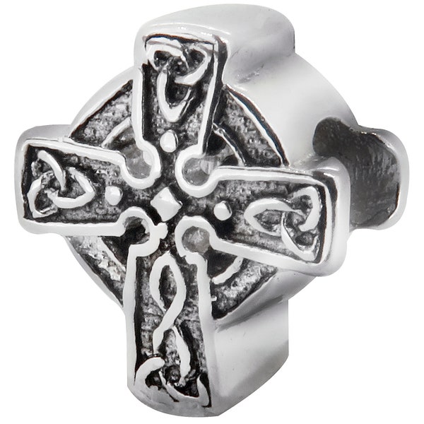 Celtic Braid Cross Charm Bead, Real Sterling Silver, Pandora, Zable, Chamilia, European Beads & Charms, Fits Pandora Bracelets