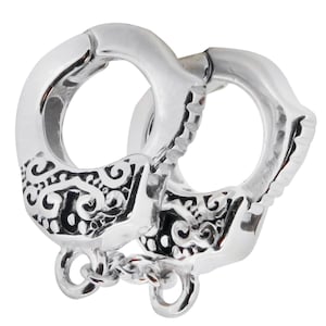 Handcuffs Charm Bead, Police Arrest, Fits Pandora Bracelets, Zable, Chamilia, European Beads, Real Sterling Silver