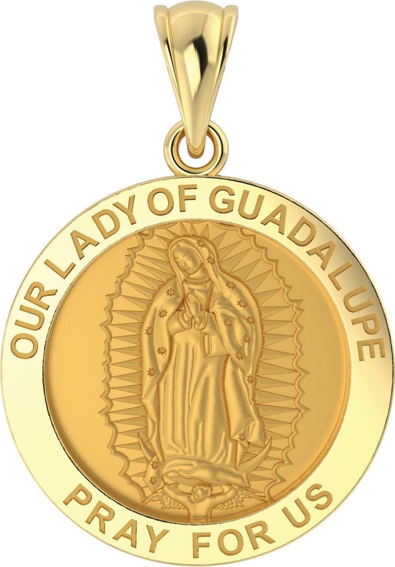 14K Solid Gold Our Lady of Guadalupe Medal, "our Lady of Guadalupe Pray ...