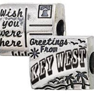 Charme perle carte postale Key West, argent sterling véritable, zable, chamilia, perles européennes, pour bracelets Pandora